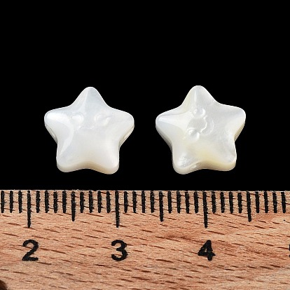 Natural White/Black Lip Shell Beads, Freshwater Shell, Star