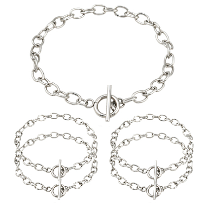5pcs 304 bracelets à chaîne en acier inoxydable