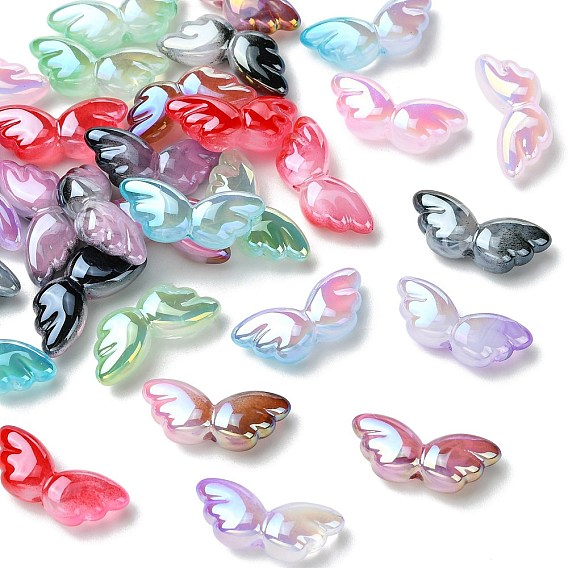 Perlas de acrílico opaco chapado uv, iridiscente, ala, degradado de color