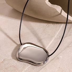 304 подвеска в виде боба из нержавеющей стали, регулируемые черные вощеные шнуры для женщин