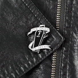 Creative Punk Style Alloy Badge with Black Coffin Ribbon - Versatile Fashion Accessory