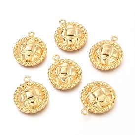 Brass Pendants, Half Round with Grid Pattern