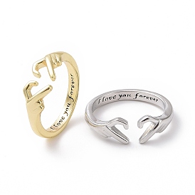 Brass Heart Claddagh Open Cuff Ring, Word I Love You Forever Promise Jewelry for Best Friends Lovers