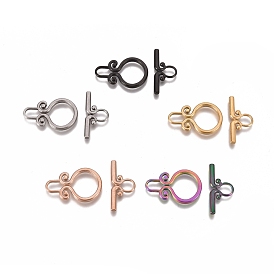 Ion Plating(IP) 304 Stainless Steel Toggle Clasps, Ring
