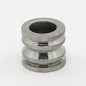 201 Stainless Steel Large Hole Column Textured Beads, Grooved Beads, 10x9mm, Hole: 6mm