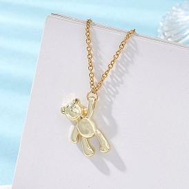 Кулон в виде медведя из сплава 304 ожерелья из нержавеющей стали с цепочкой для женщин