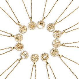 Ожерелье с кулоном в виде созвездия из прозрачного кубического циркония, ювелирные изделия из сплава для женщин, золотые