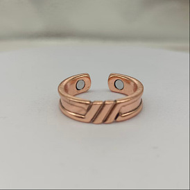 Brass Cuff Open Rings for Men, with Magnet