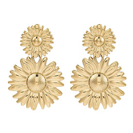 304 серьги-гвоздики из нержавеющей стали для женщин, цветок