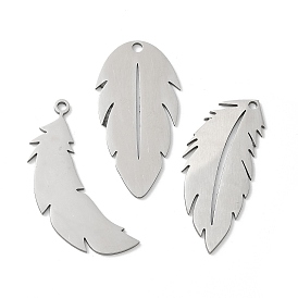 201 подвески из нержавеющей стали, лазерная резка, очарование перьев, анти-тускнение