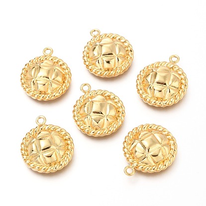 Brass Pendants, Half Round with Grid Pattern
