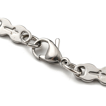 Two Tone 304 Stainless Steel Oval & Cross Link Chain Bracelet