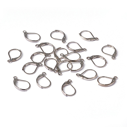 Brass Leverback Earring Findings, with Loop, Lead Free and Cadmium Free, 10x15mm
