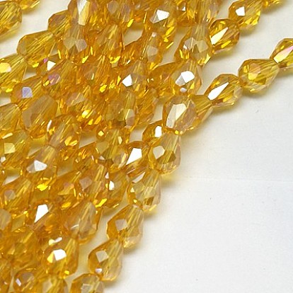 Electroplate Glass Bead Strands, AB Color Plated, Faceted, Drop