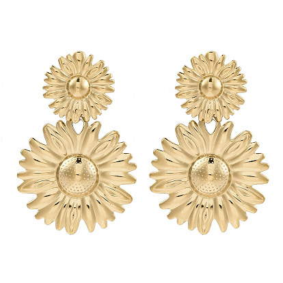 304 серьги-гвоздики из нержавеющей стали для женщин, цветок