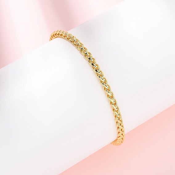 Женские браслеты из латунной пшеничной цепи, долговечный, стойки покрытие, без кадмия и без свинца