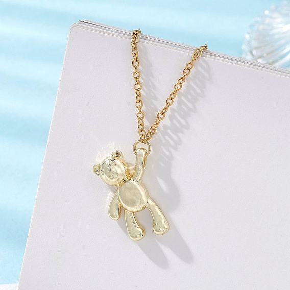 Кулон в виде медведя из сплава 304 ожерелья из нержавеющей стали с цепочкой для женщин
