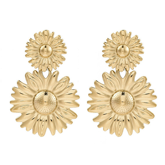 304 серьги-гвоздики из нержавеющей стали для женщин, цветок