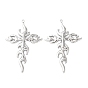 304 Stainless Steel Pendants, Fire-shape Cross Charm