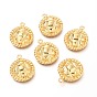 Brass Pendants, Half Round with Grid Pattern