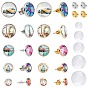 DIY Stud Earring Making Kits, with 304 Stainless Steel Ear Stud Findings & Ear Nuts, Transparent Glass Cabochons