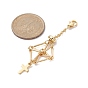 Brass Macrame Pouch Empty Stone Holder Cross Pendant Decoration, with 304 Stainless Steel Clasps
