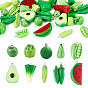 30Pcs 10 Styles Apple Resin Charms, with Platinum Tone Iron Screw Eye Pin Peg Bails, Simulated Food, Imitation Vegetable