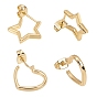 Brass Stud Earrings, Long-Lasting Plated, Star & Heart