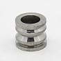 201 Stainless Steel Large Hole Column Textured Beads, Grooved Beads, 10x9mm, Hole: 6mm