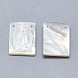 Natural White Shell Mother of Pearl Shell Pendants, Rectangle with Carved Virgin
