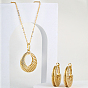 Brass Hollow Donut Pendant Necklaces & Hoop Earrings, Jewelry Set