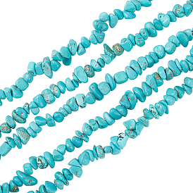 2 нити из синтетических бирюзовых бусин, окрашенные
