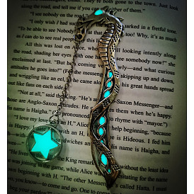 Luminous Alloy Dragon Bookmark, Star Pendant Bookmark, Glow in The Dark