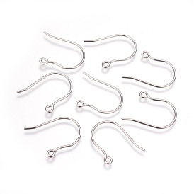 304 Stainless Steel Earring Hooks, with Horizontal Loop