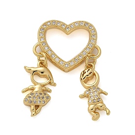 Латунные микро проложить кубического циркония подвески, сердце с подвесками для девочек и мальчиков, долговечный, без свинца и без кадмия