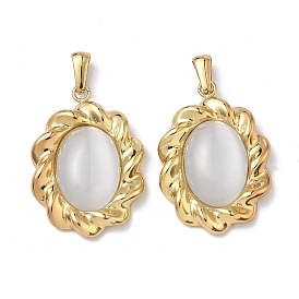 304 из нержавеющей стали Cat Eye подвески, витые овальные подвески