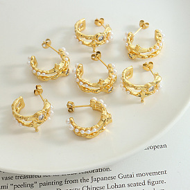 C-shaped zircon imitation pearl baroque earrings jewelry earrings girls girlfriends jewelry gifts