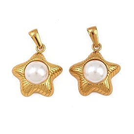 Абс пластмассовые жемчужные подвески, очарование морской звезды, с 304 фурнитурой из нержавеющей стали, золотые