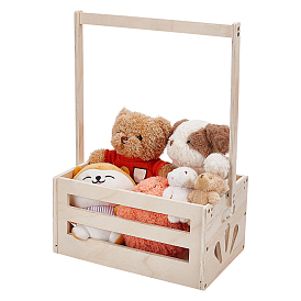 Прямоугольные деревянные ящики для детского душа, подарочные корзины для хранения детских вещей с ручками