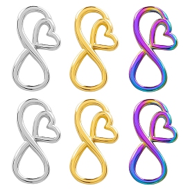 304 Stainless Steel Pendants, Infinity with Heart Charm