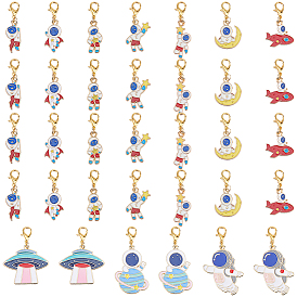 40шт 10 стиль сплав эмаль подвесные украшения, Сплав с застежками когтя омара, разнообразные, золотые