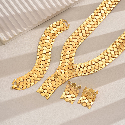 Наборы из широких железных цепочек, браслетов, сережек и ожерелий для женщин