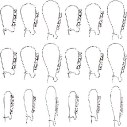 18 шт. 3 стиль 304 серьги-кольца из нержавеющей стали фурнитура для сережек-почек, с четким кубического циркония