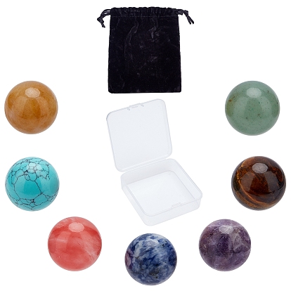 7Pcs 7 Style Gemstone Decorations, Round