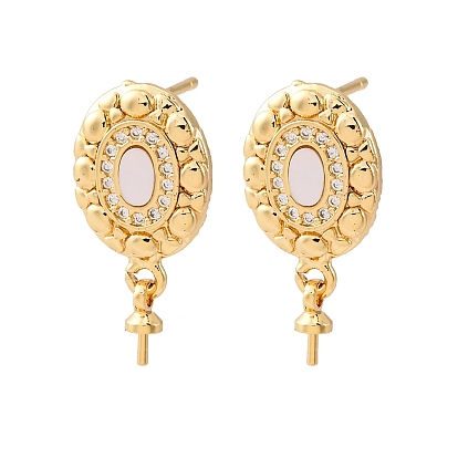 Фурнитура для серег-гвоздиков из латунных ракушек с микропаве из кубического циркония, за половину пробурено бисера, с уха орехов, без кадмия и без свинца, стойки покрытие, долговечный