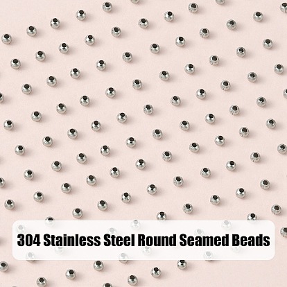304 perles rondes serties en acier inoxydable, les perles d'entretoise, pour la fabrication de bijoux artisanaux
