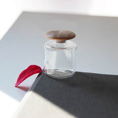 Spalte Miniatur Glas leere Flasche Ornamente, pilzförmiger Holzstopfen, Mikro-Landschaftsgarten-Puppenhauszubehör, Fotografie Requisiten Dekorationen