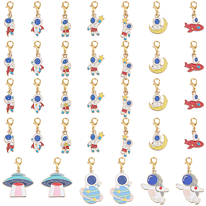 40шт 10 стиль сплав эмаль подвесные украшения, Сплав с застежками когтя омара, разнообразные, золотые