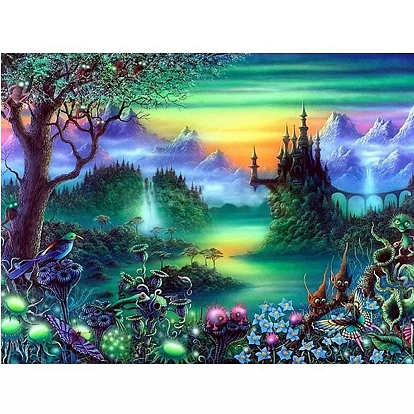 Fancy Fairyland Scenery 5D Diamond Painting Kits for Adult Beginners, DIY Full Round Drill Picture Art, Rhinestone Gem Paint Kits for Home Wall Decor