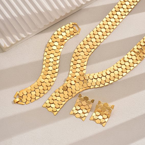 Наборы из широких железных цепочек, браслетов, сережек и ожерелий для женщин